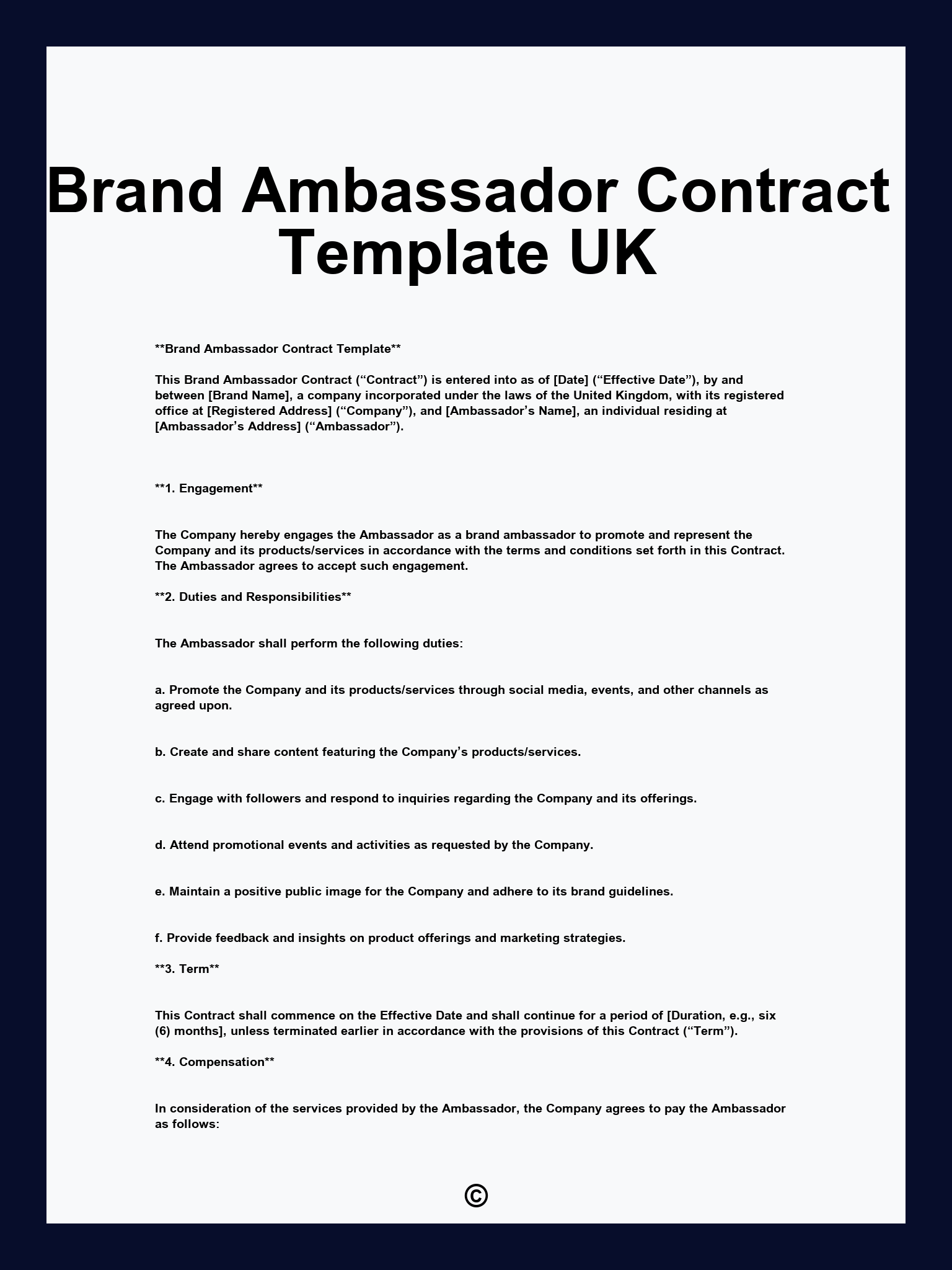 Brand Ambassador Contract Template UK