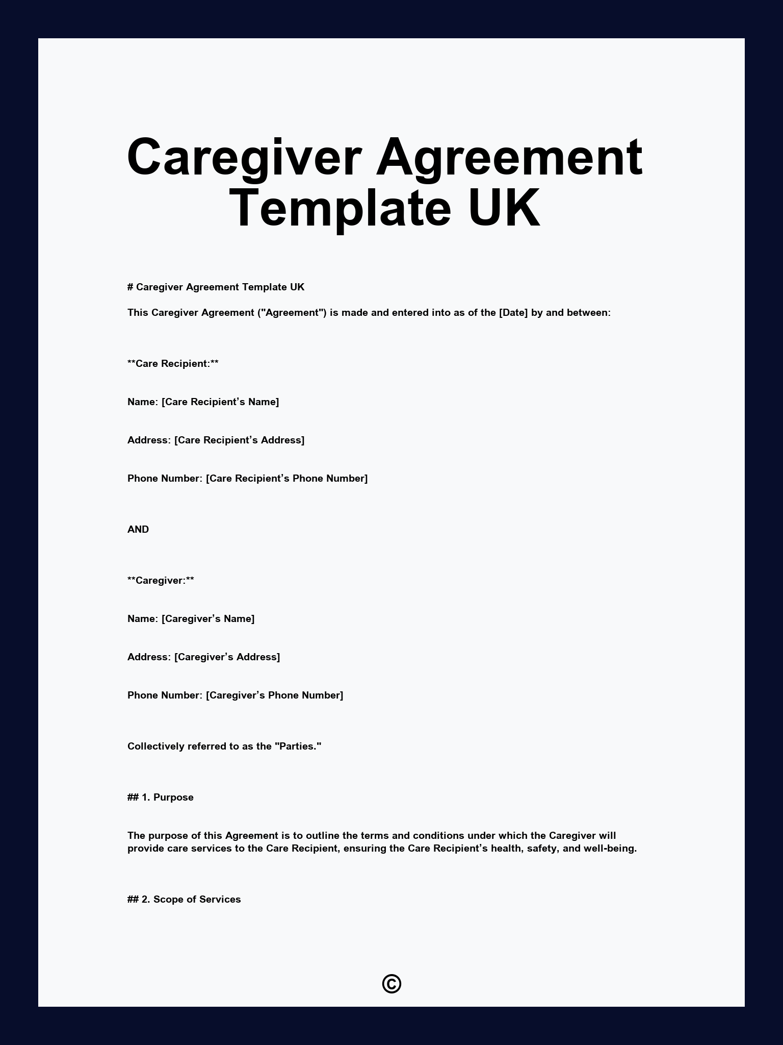 Caregiver Agreement Template UK