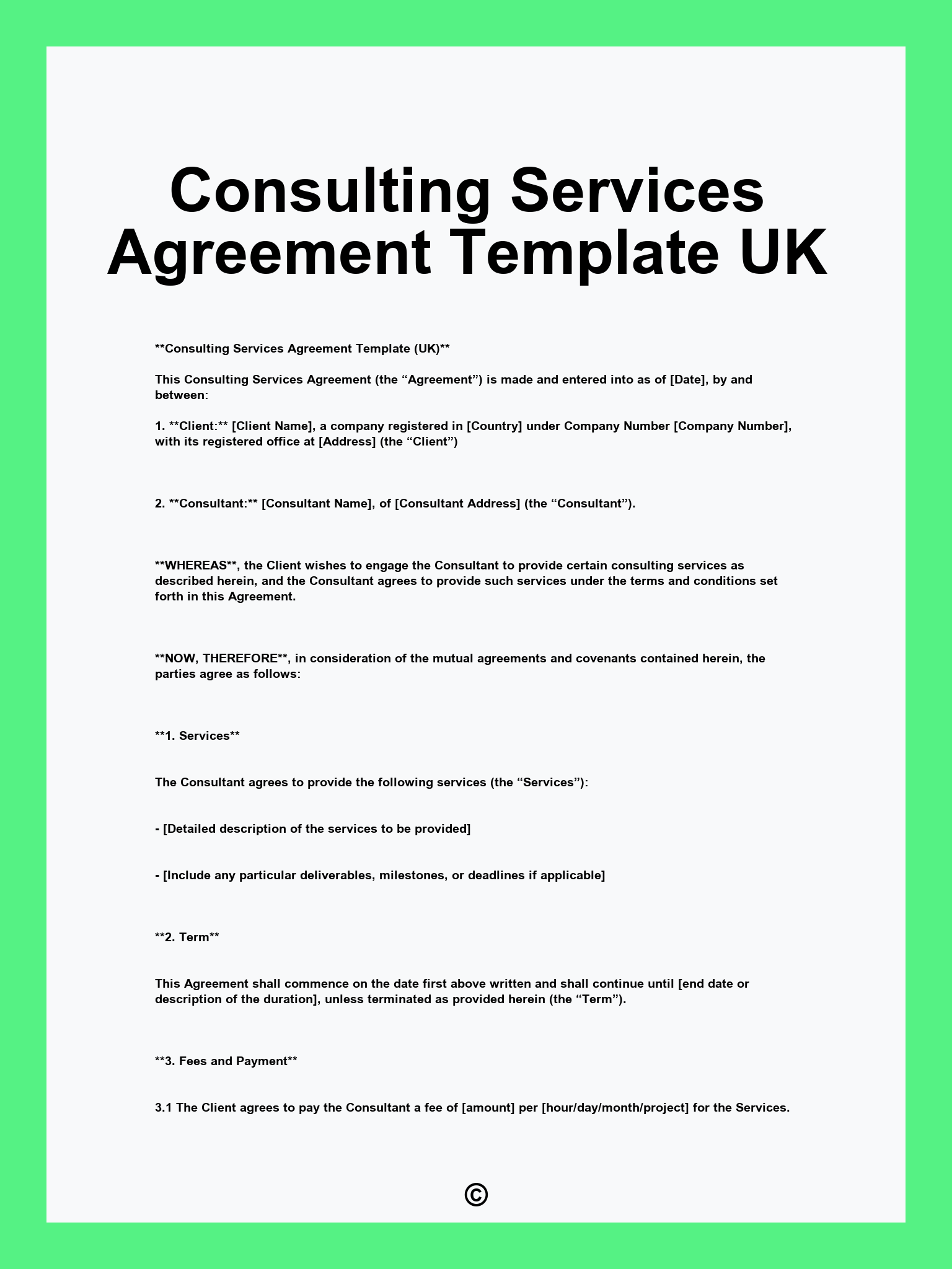 Consulting Services Agreement Template UK