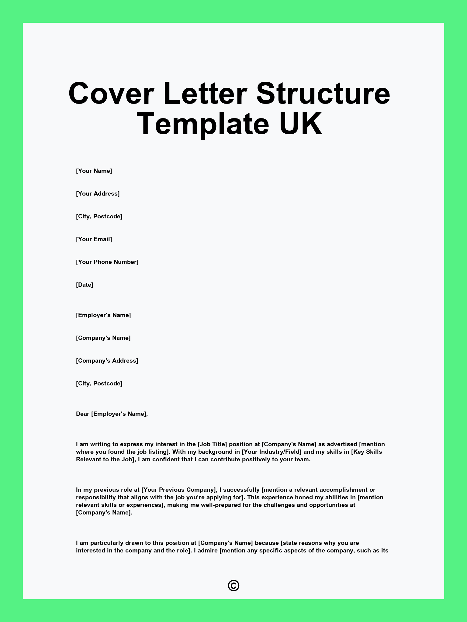 Cover Letter Structure Template UK