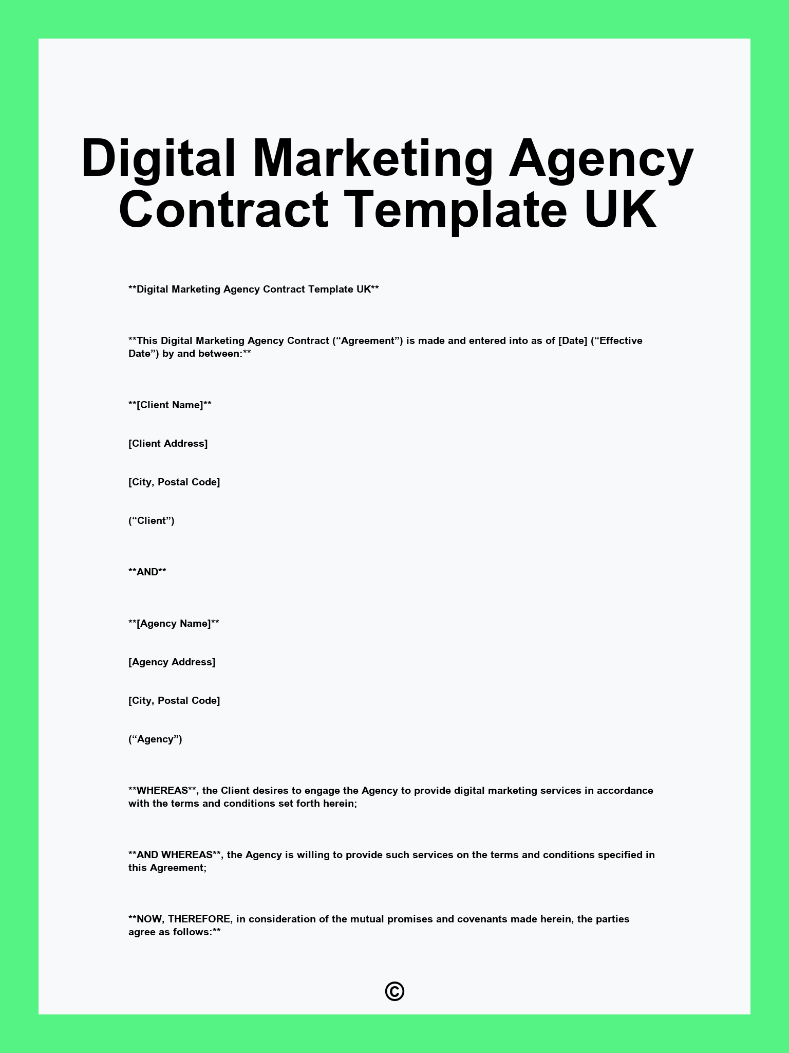 Digital Marketing Agency Contract Template UK
