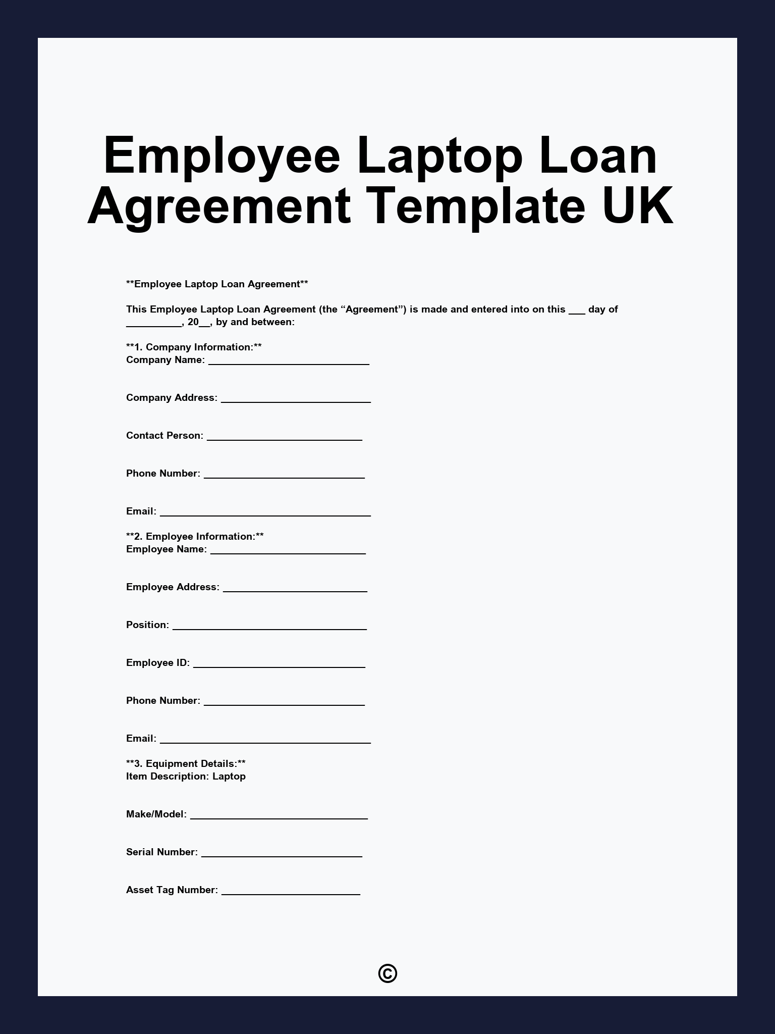Employee Laptop Loan Agreement Template UK