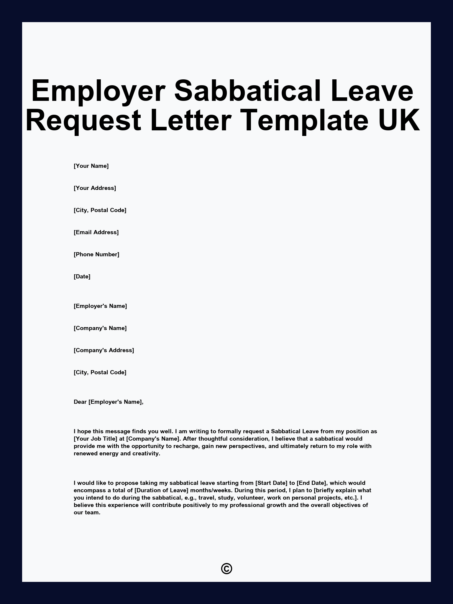 Employer Sabbatical Leave Request Letter Template UK