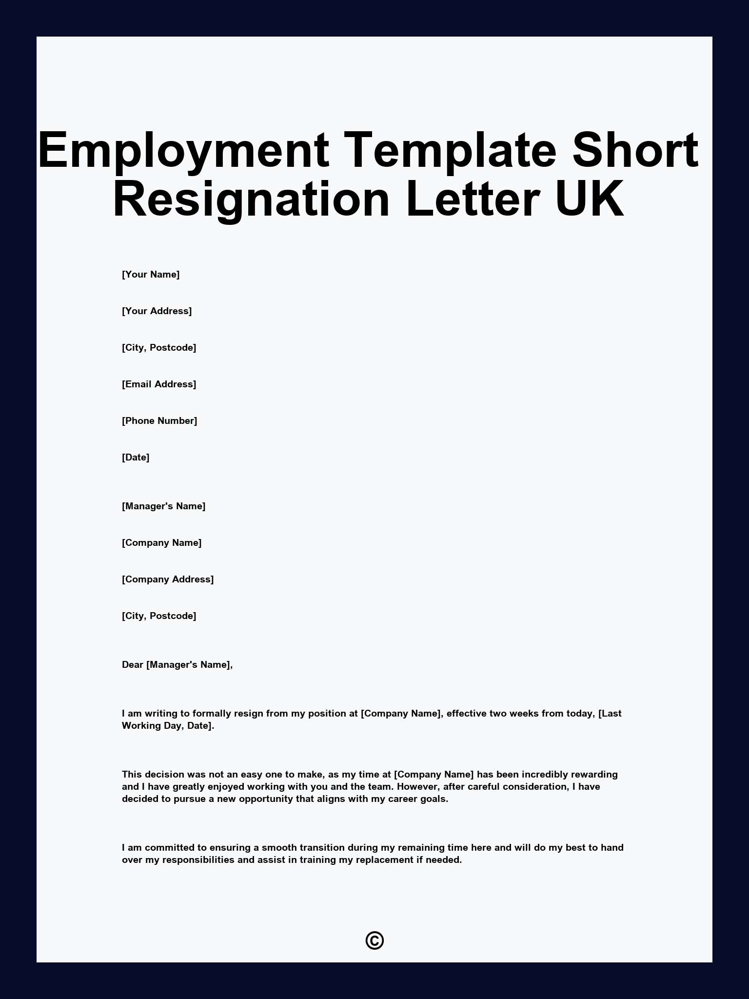 Employment Template Short Resignation Letter UK