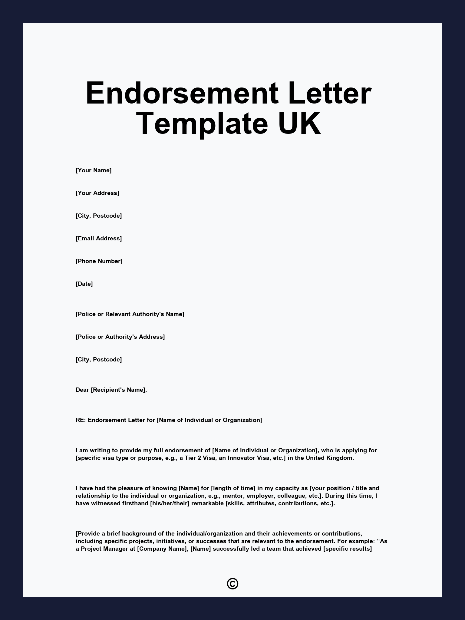 Endorsement Letter Template UK