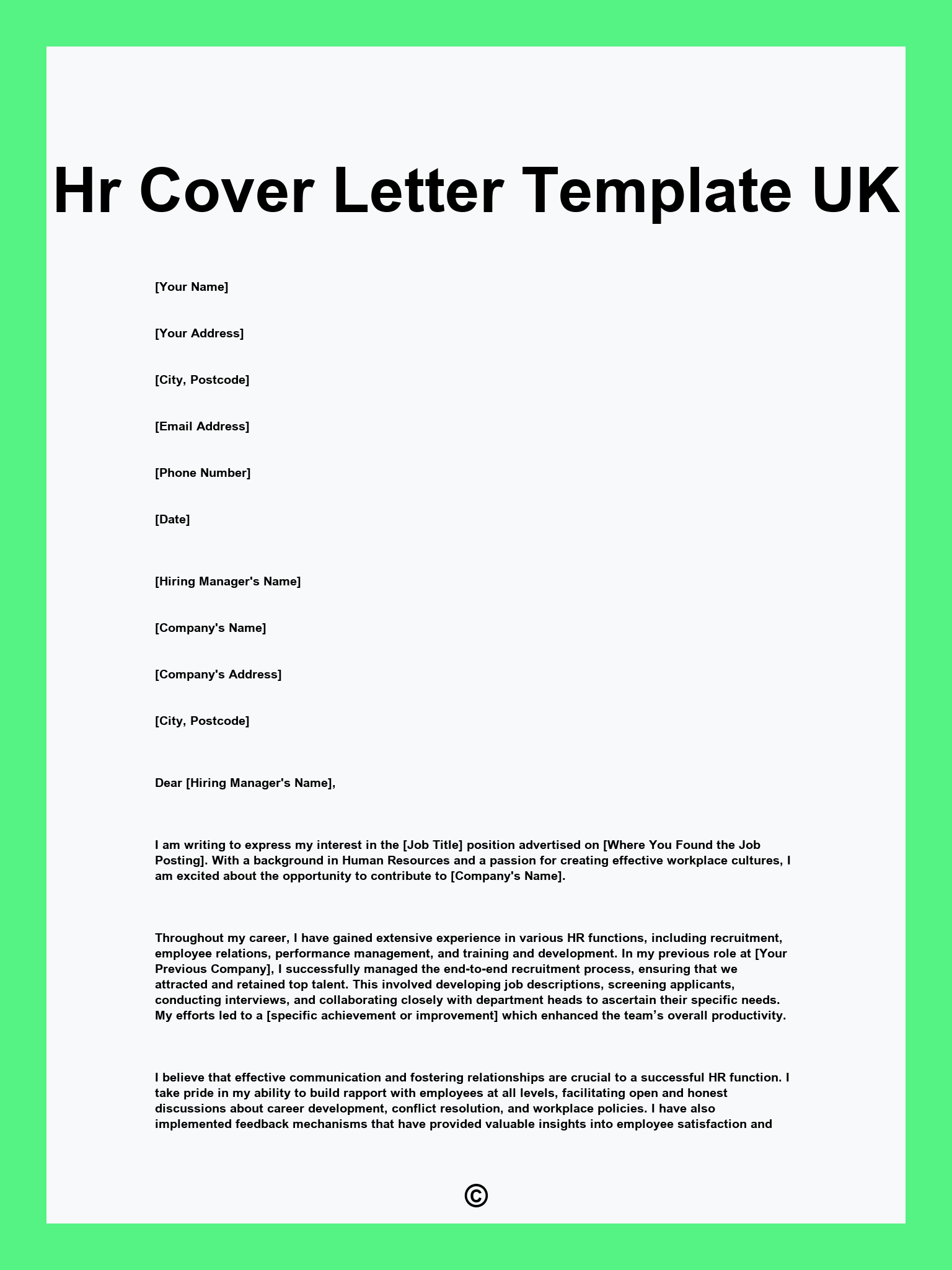 Hr Cover Letter Template UK