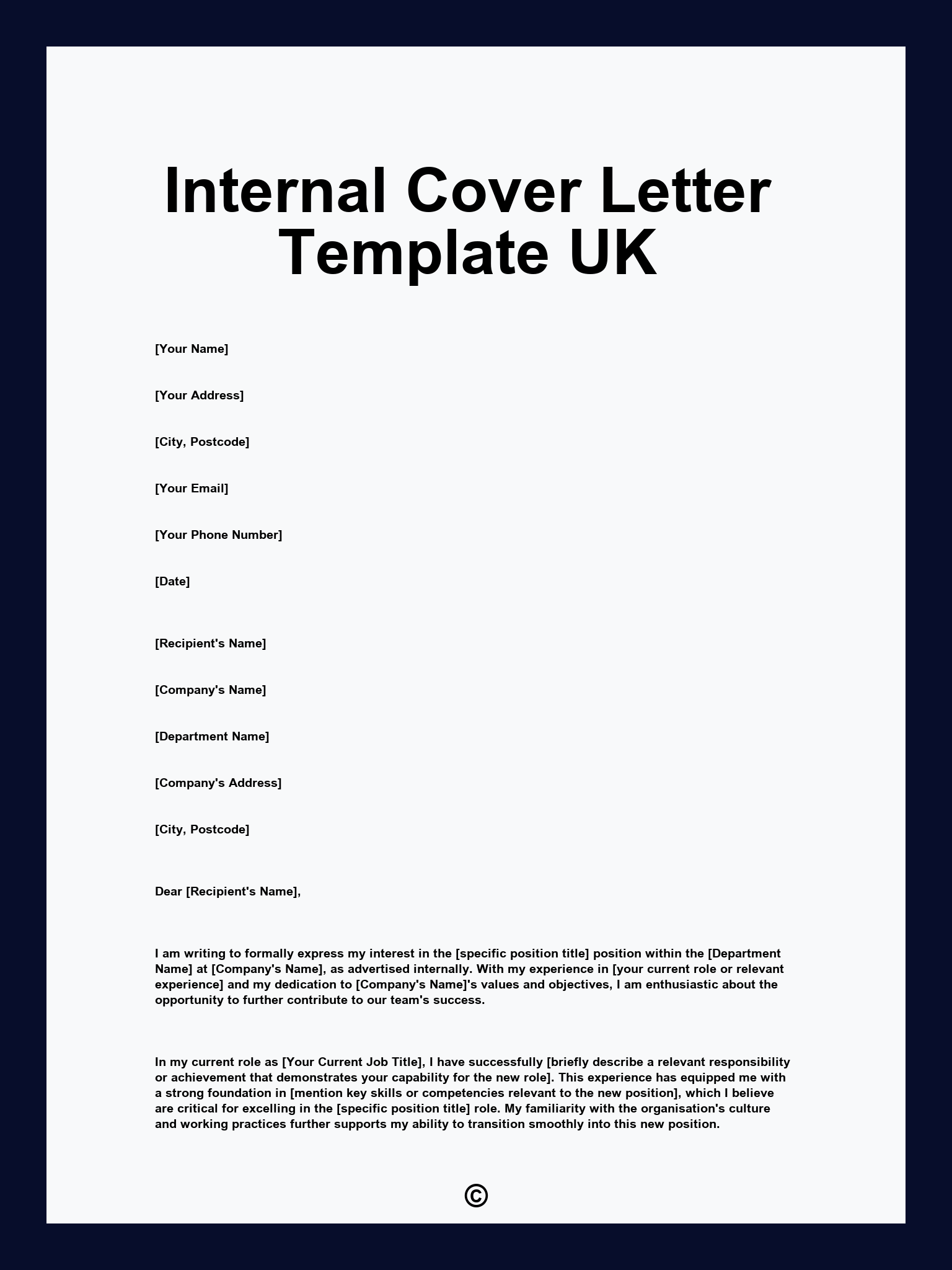 Internal Cover Letter Template UK