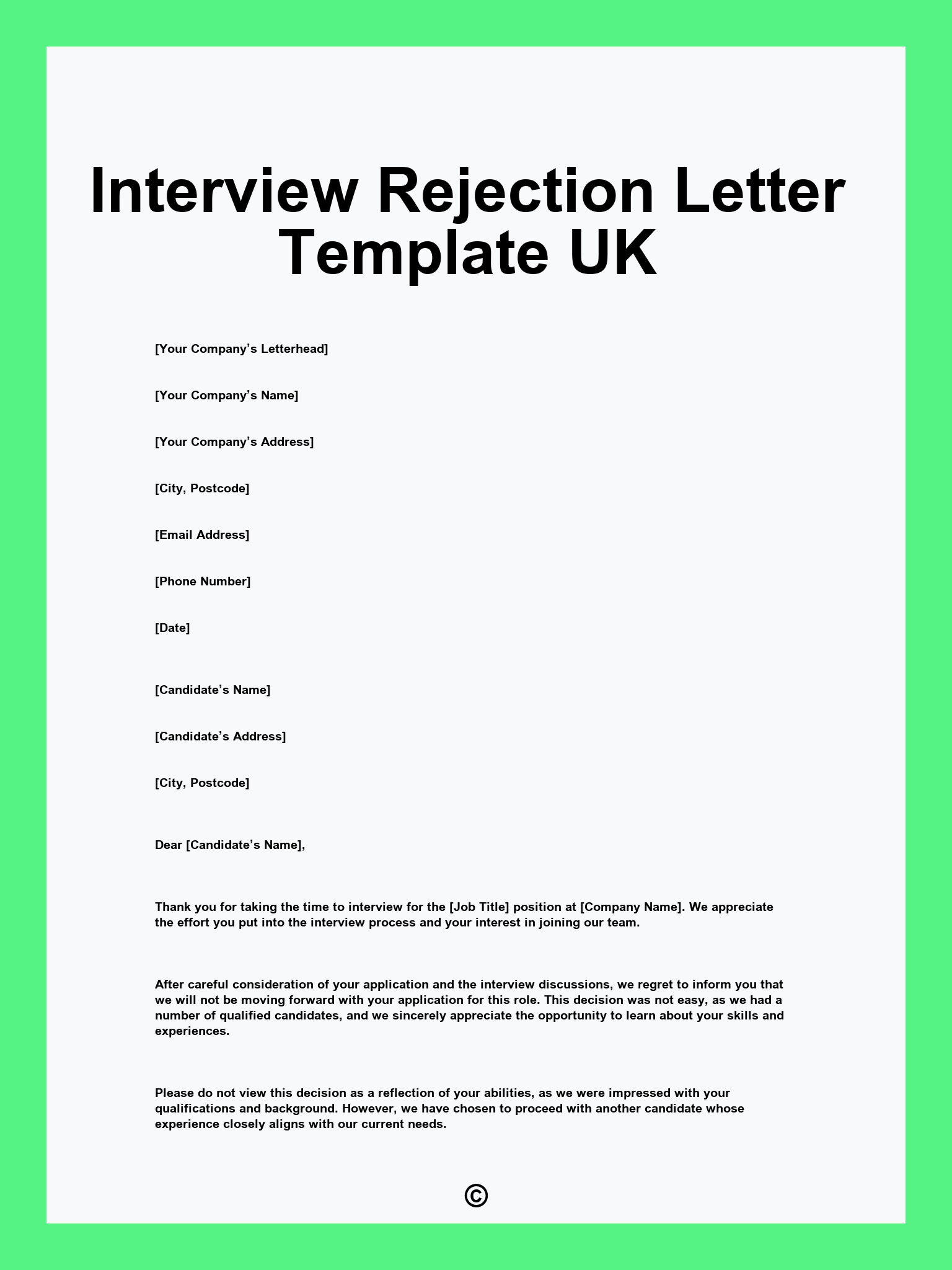 Interview Rejection Letter Template UK