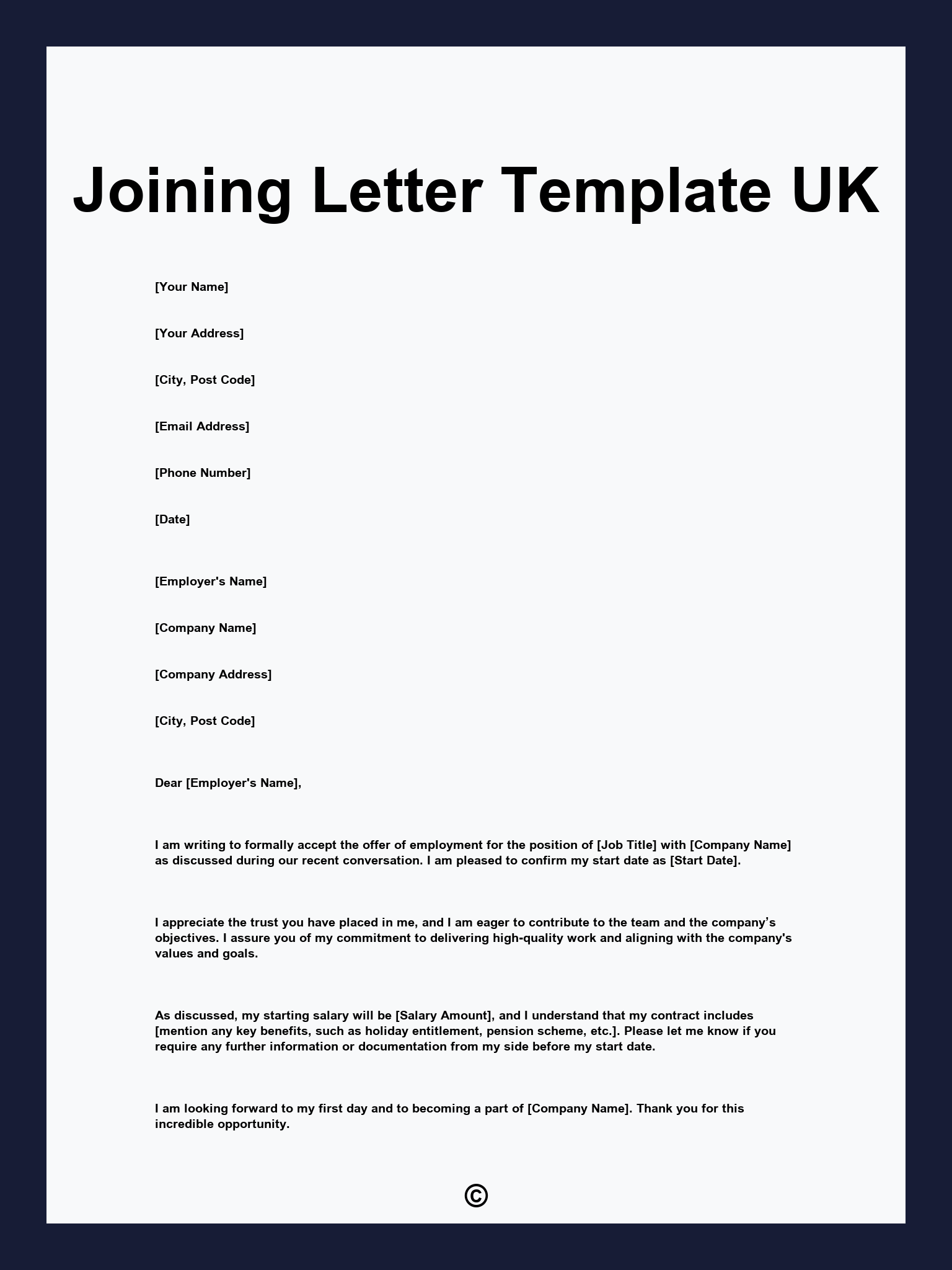 Joining Letter Template UK