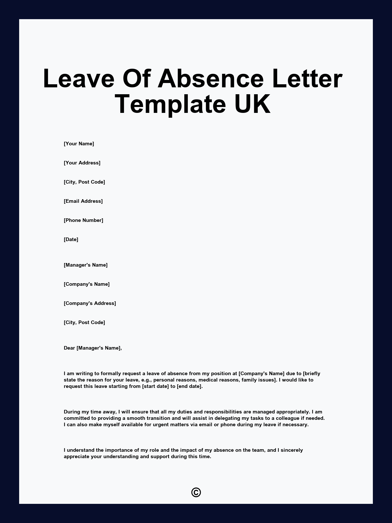 Leave Of Absence Letter Template UK