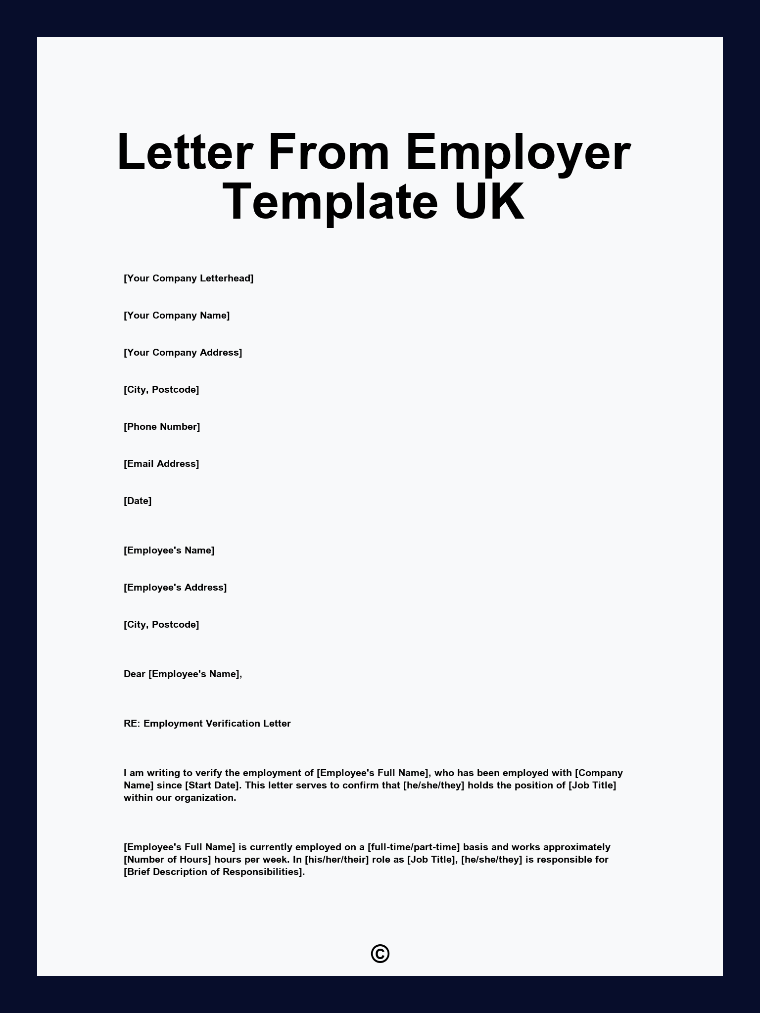 Letter From Employer Template UK