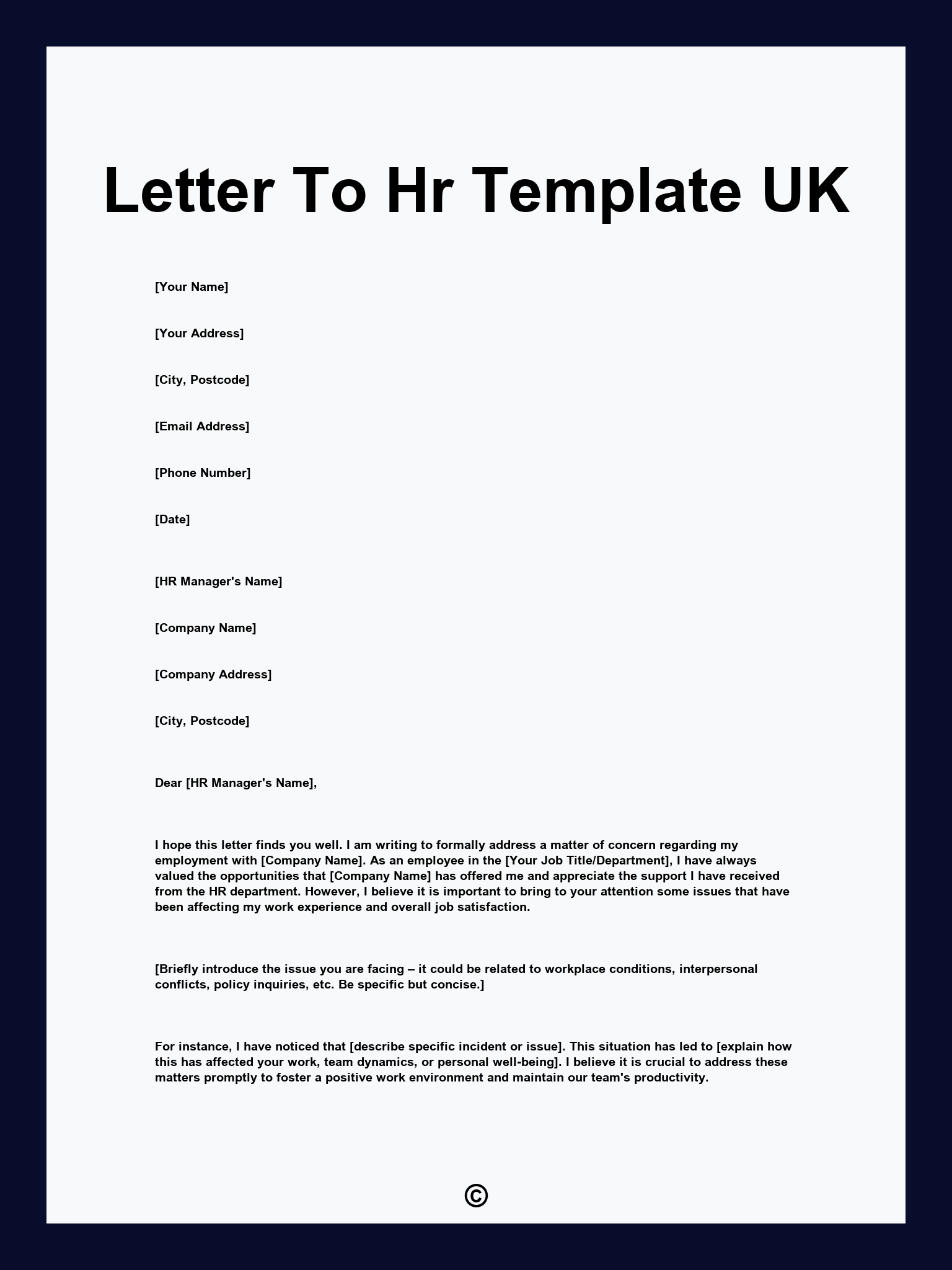 Letter To Hr Template UK