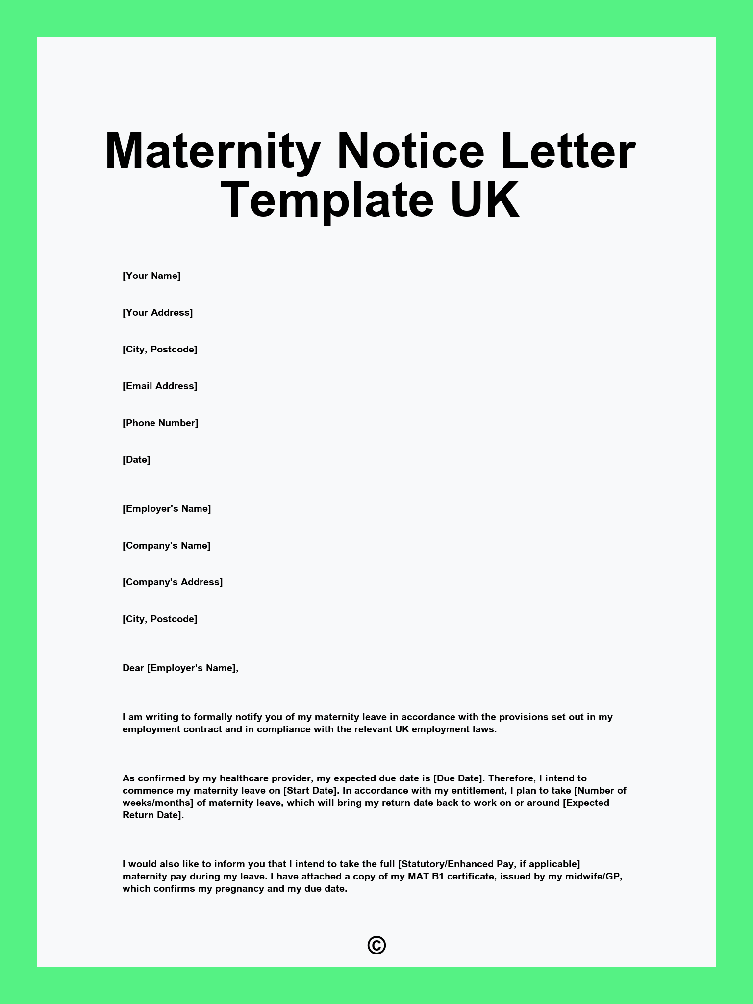 Maternity Notice Letter Template UK