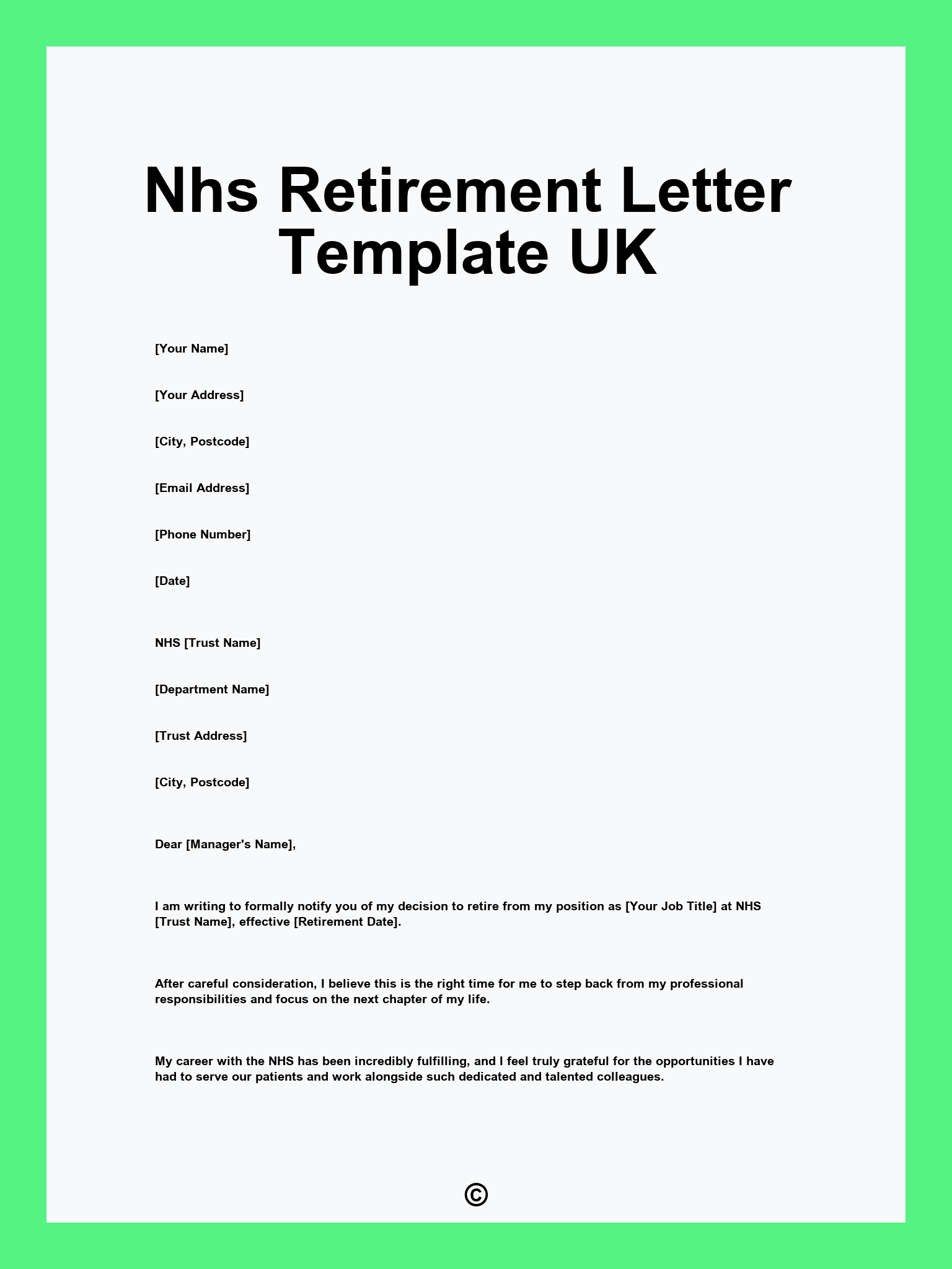 Nhs Retirement Letter Template UK