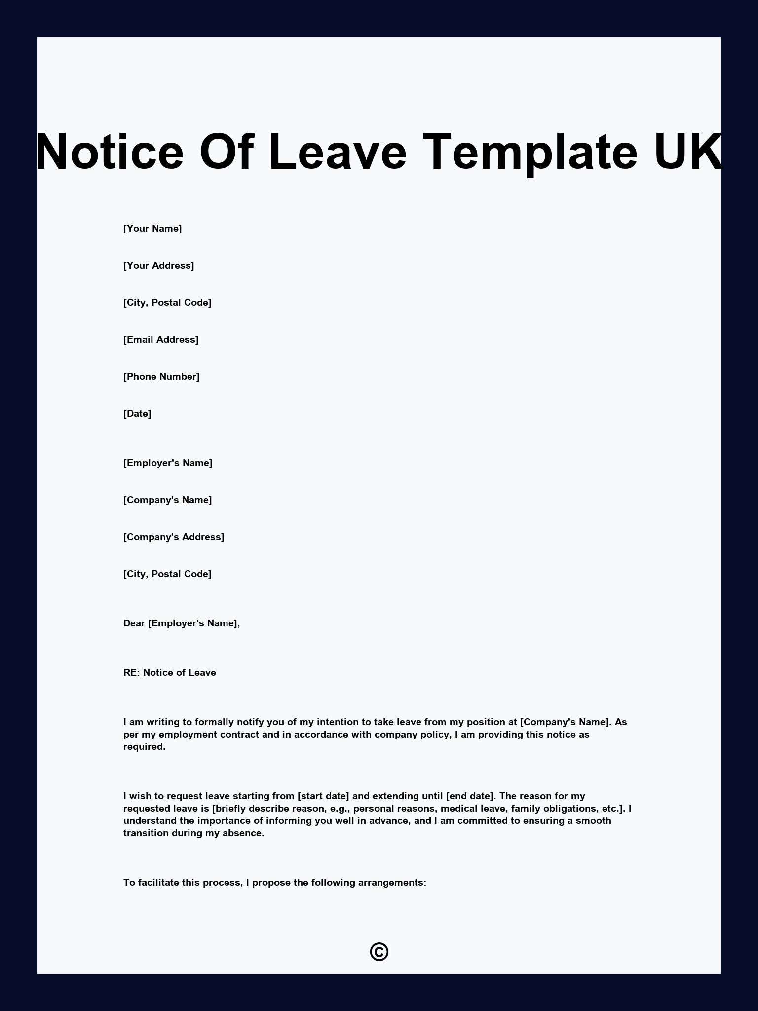 Notice Of Leave Template UK