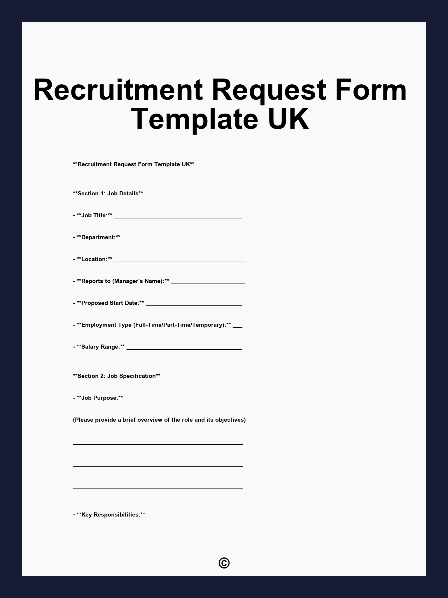 Recruitment Request Form Template UK