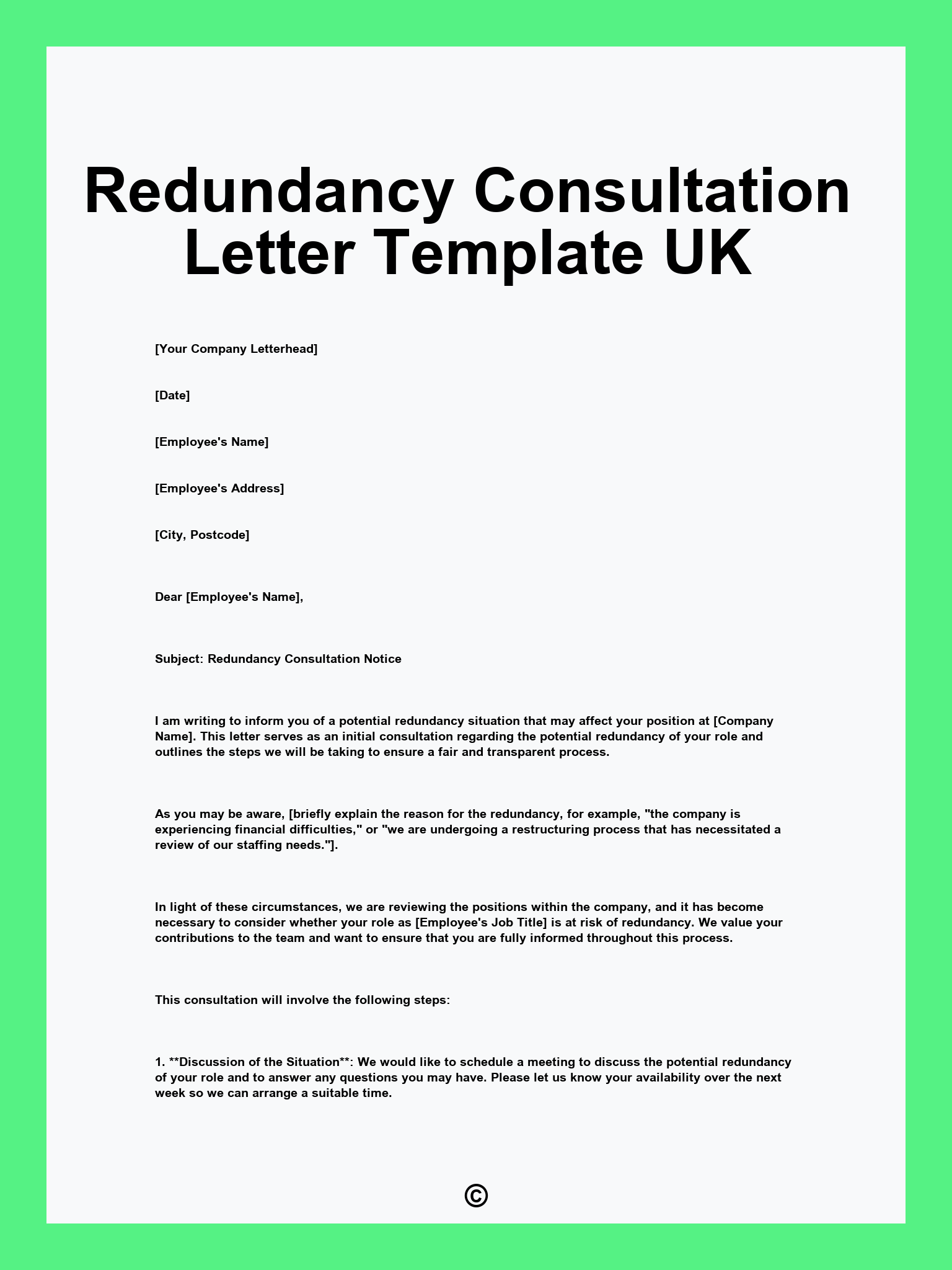 Redundancy Consultation Letter Template UK