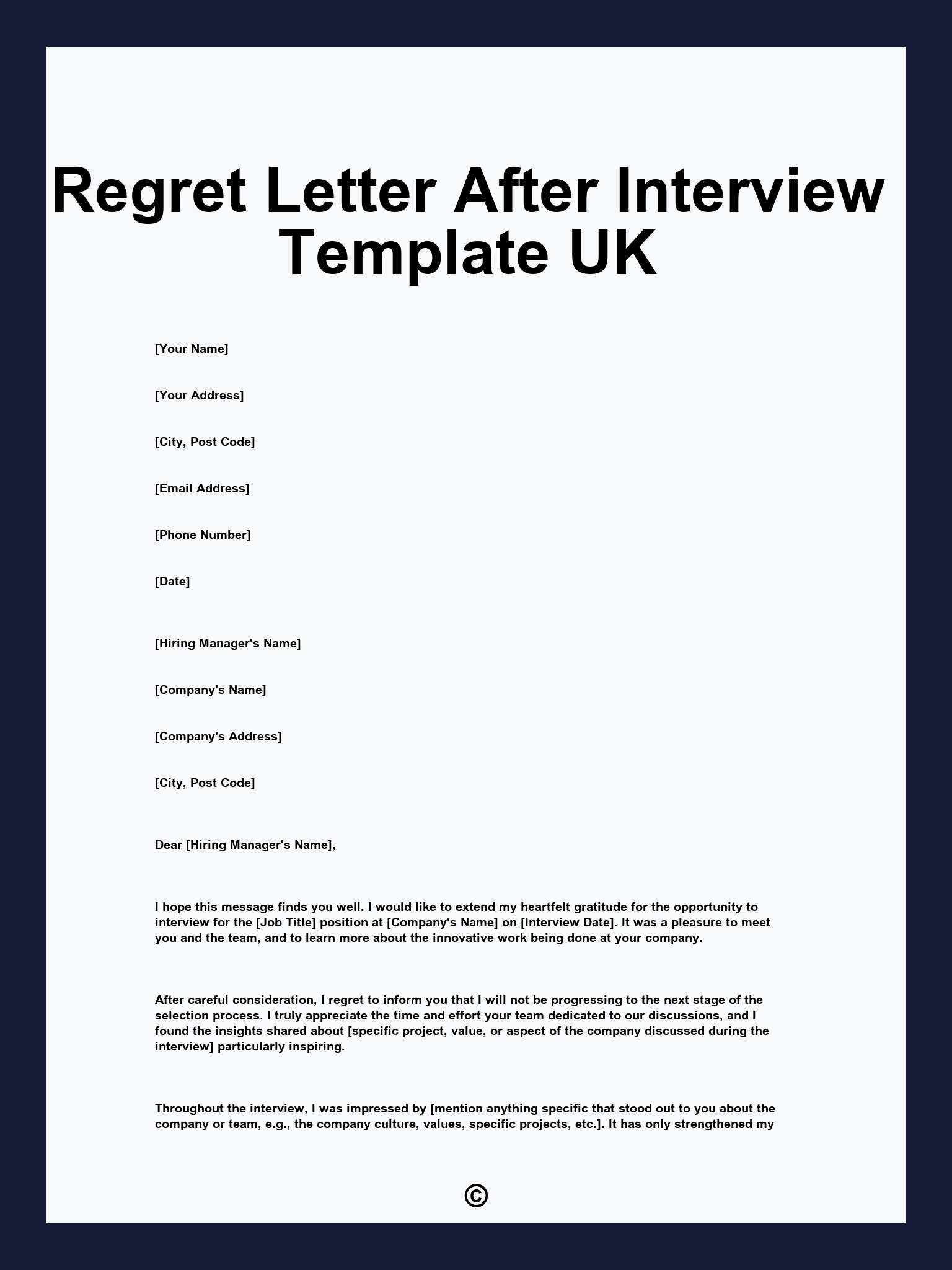 Regret Letter After Interview Template UK