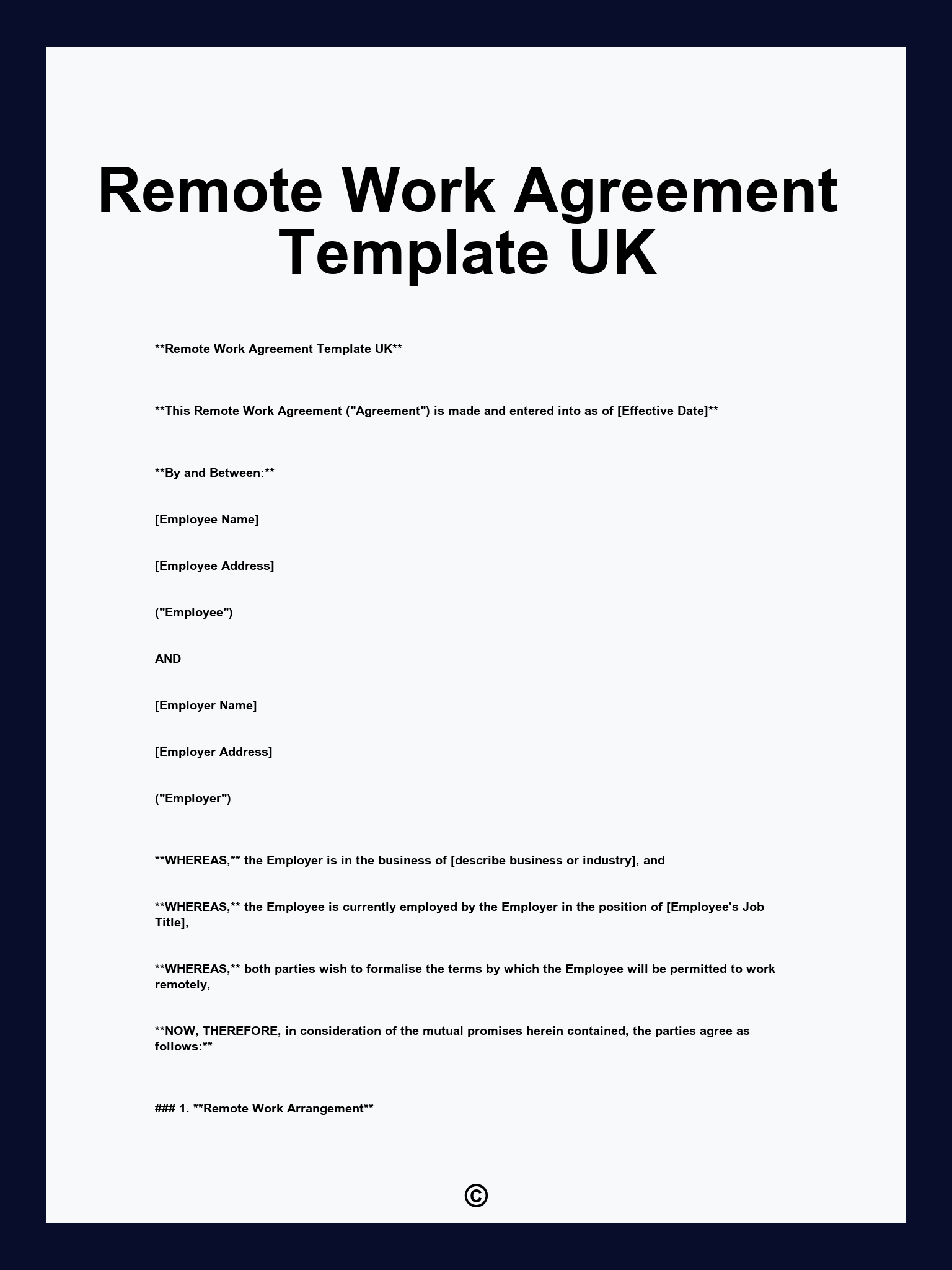 Remote Work Agreement Template UK