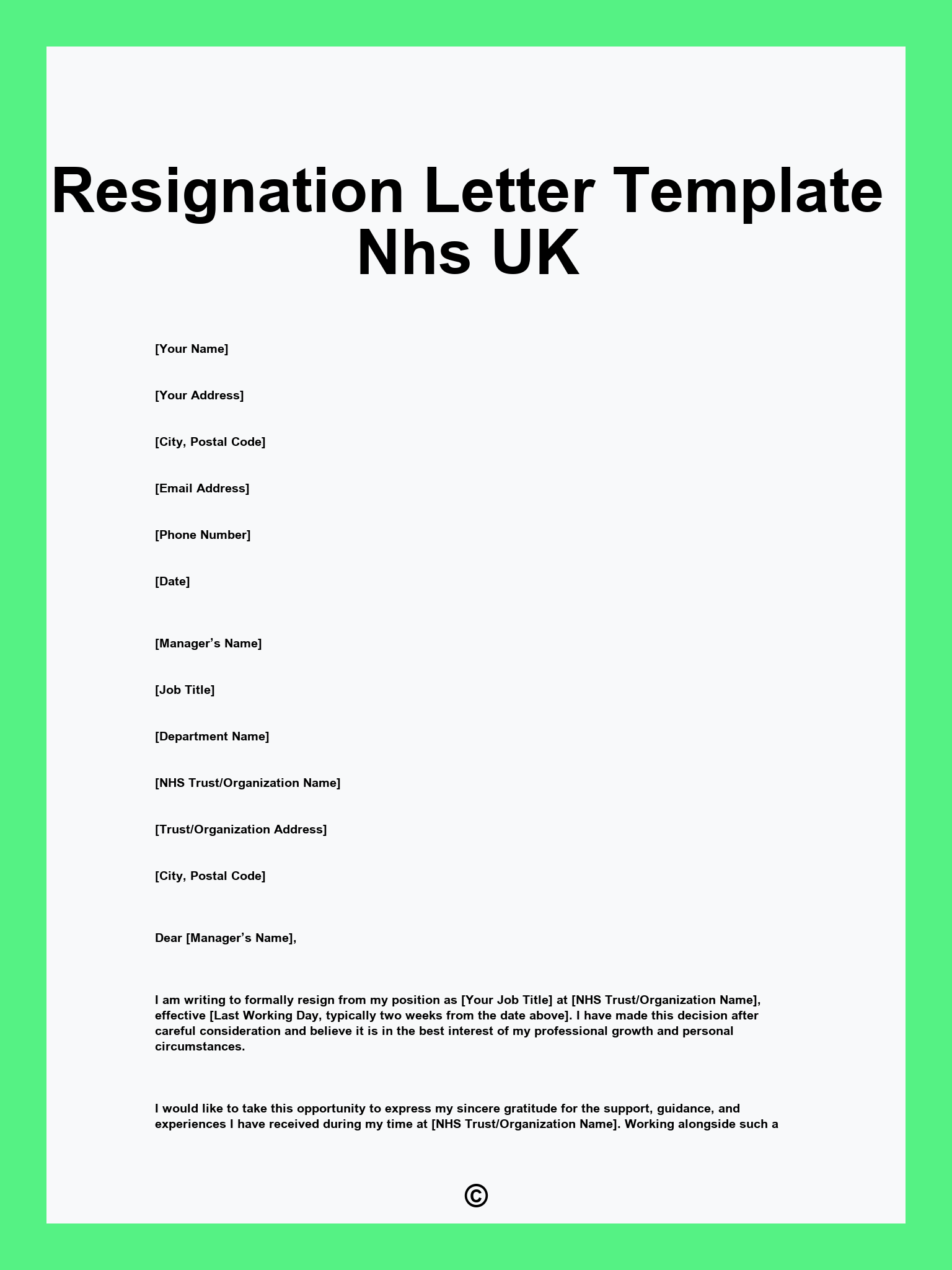 Resignation Letter Template Nhs UK