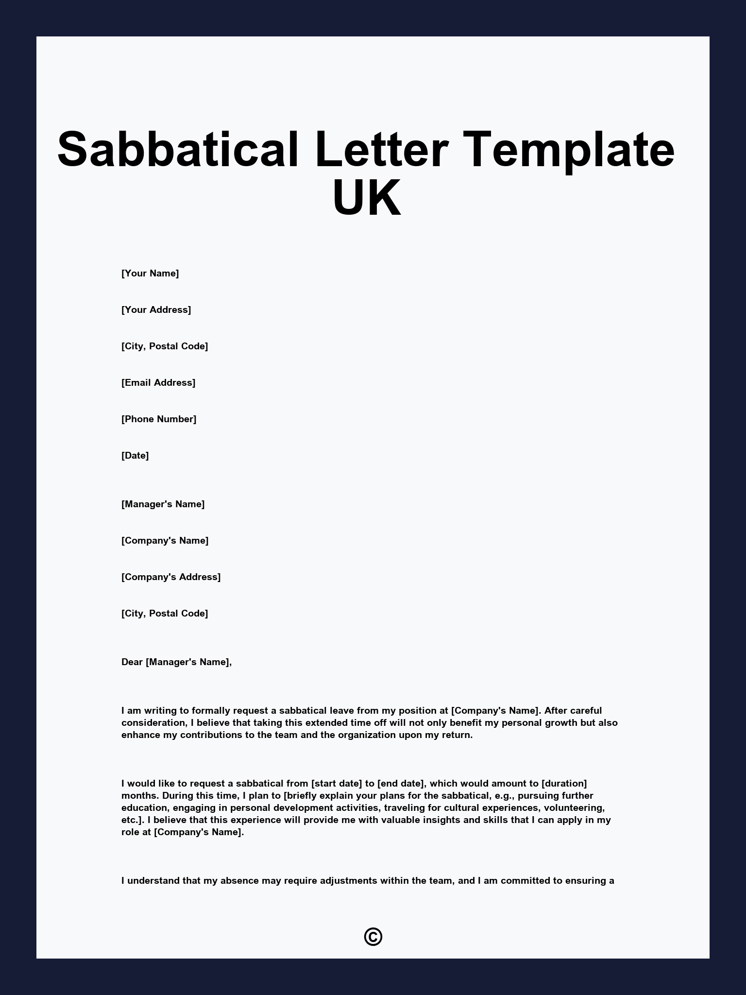 Sabbatical Letter Template UK