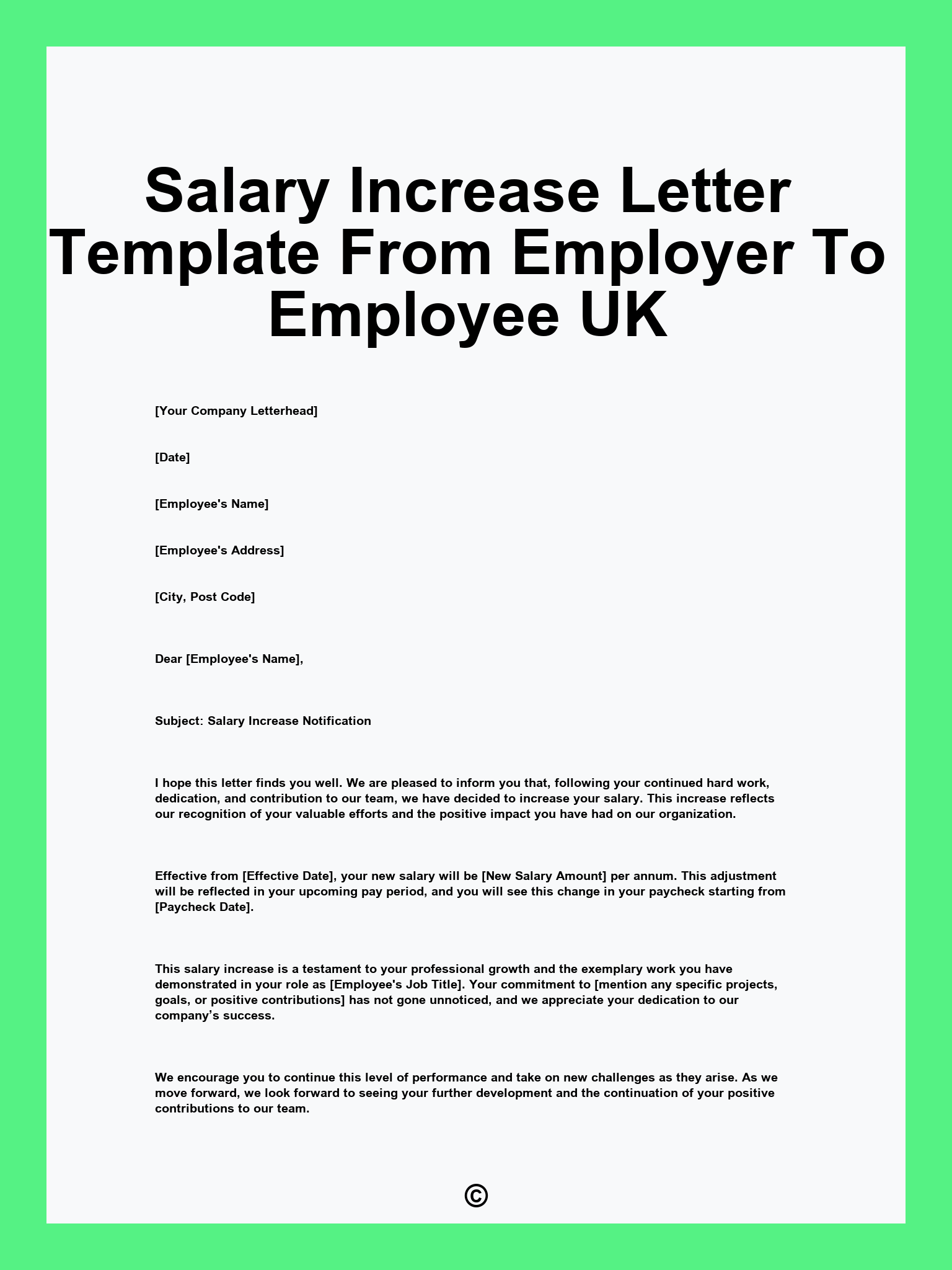 Salary Increase Letter Template From Employer To Employee UK