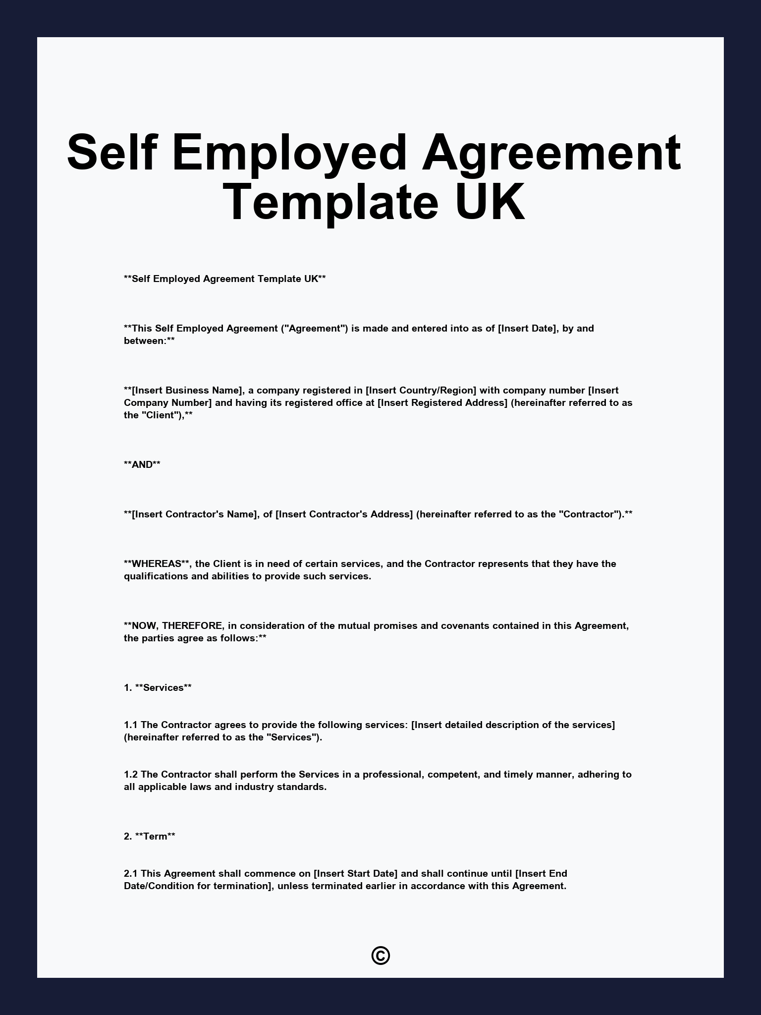 Self Employed Agreement Template UK