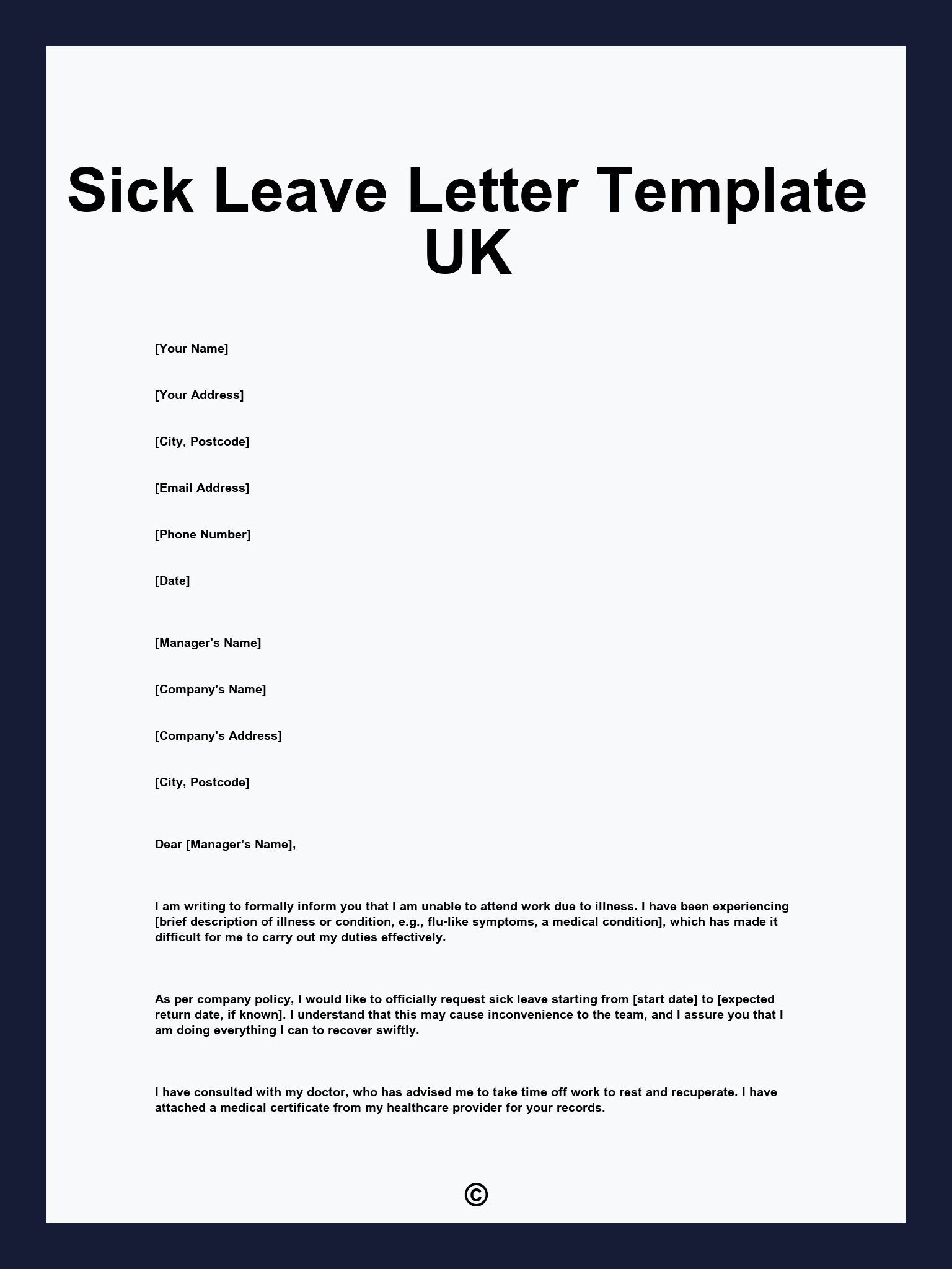 Sick Leave Letter Template UK