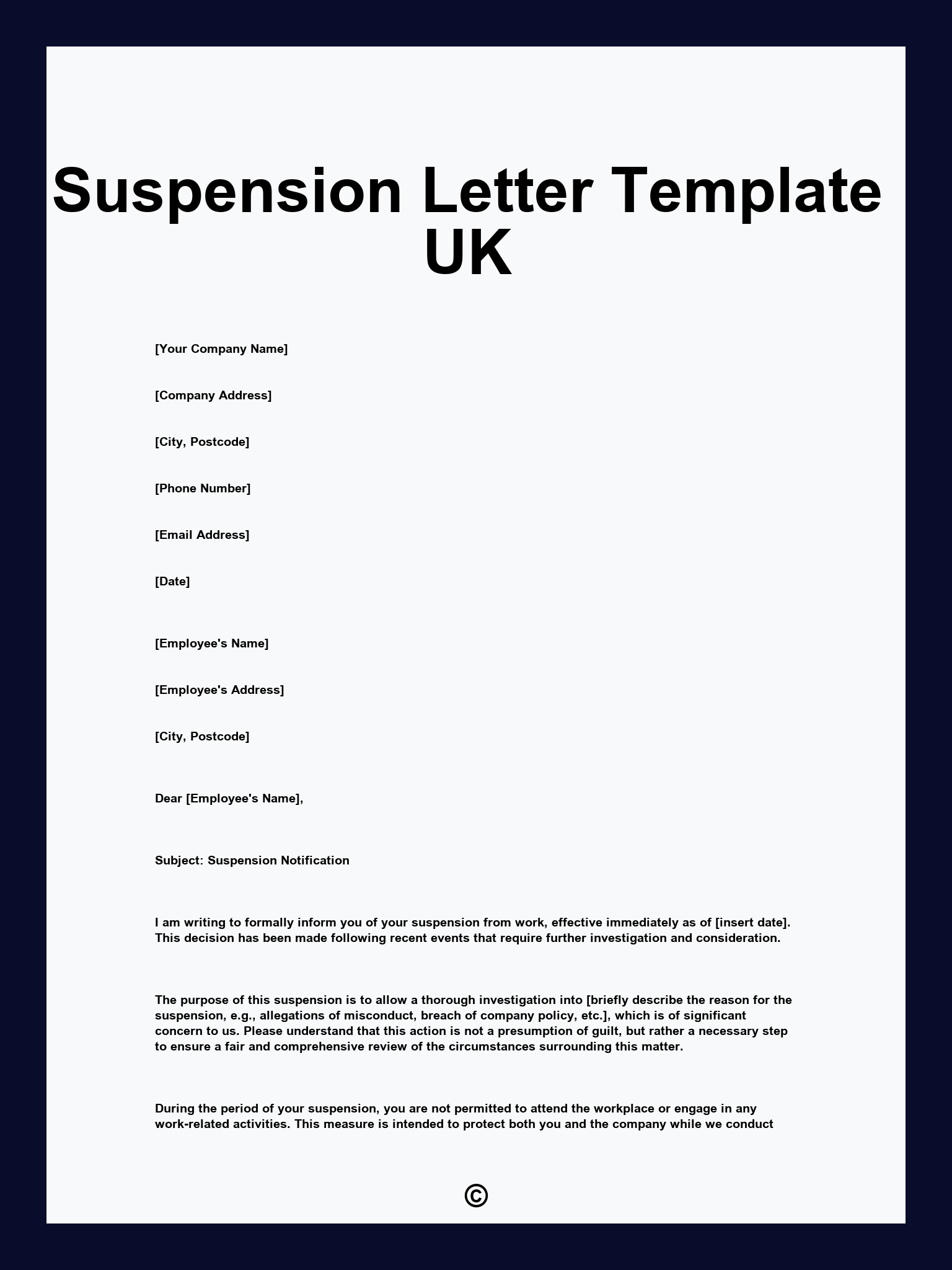 Suspension Letter Template UK