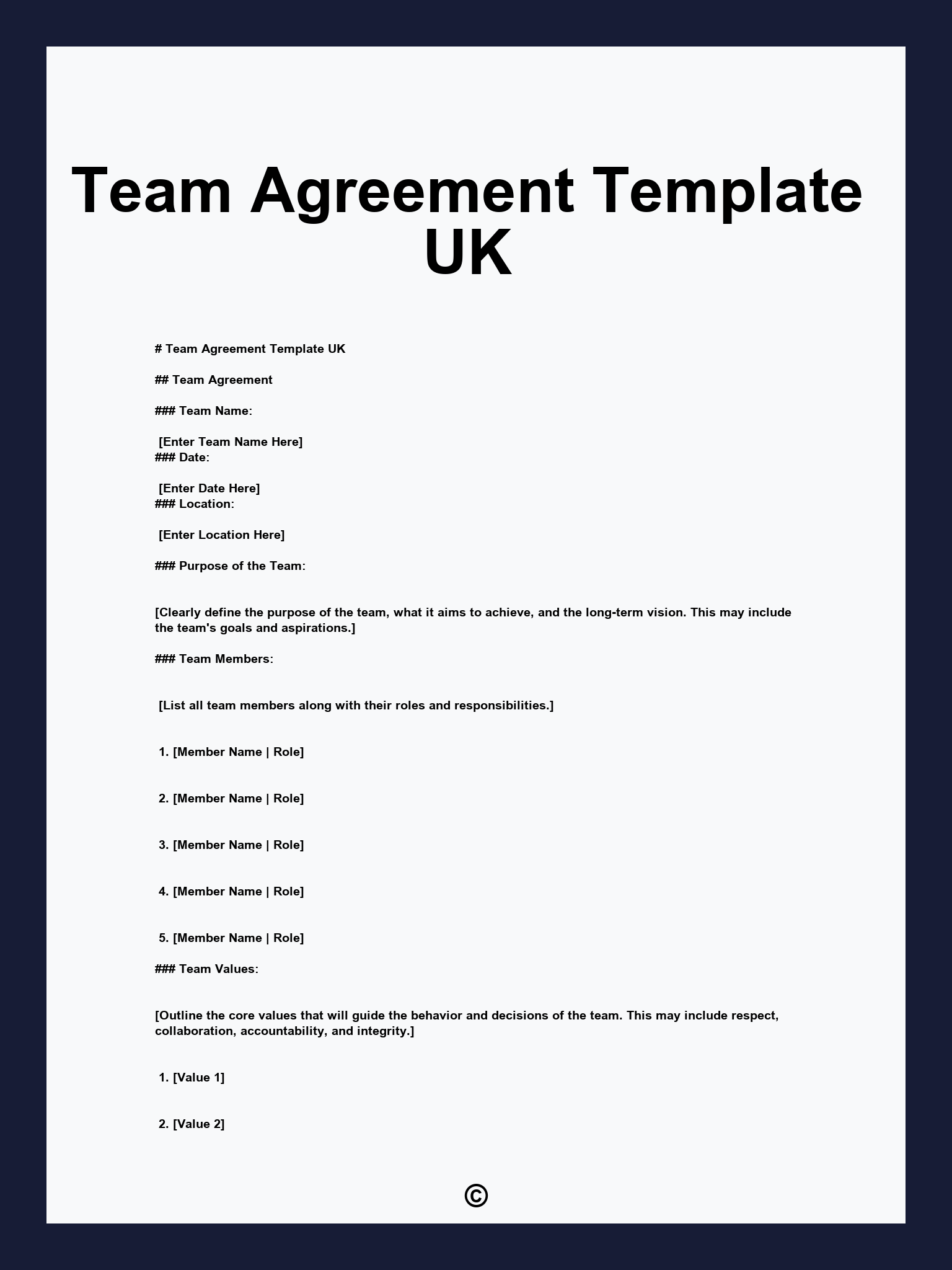 Team Agreement Template UK