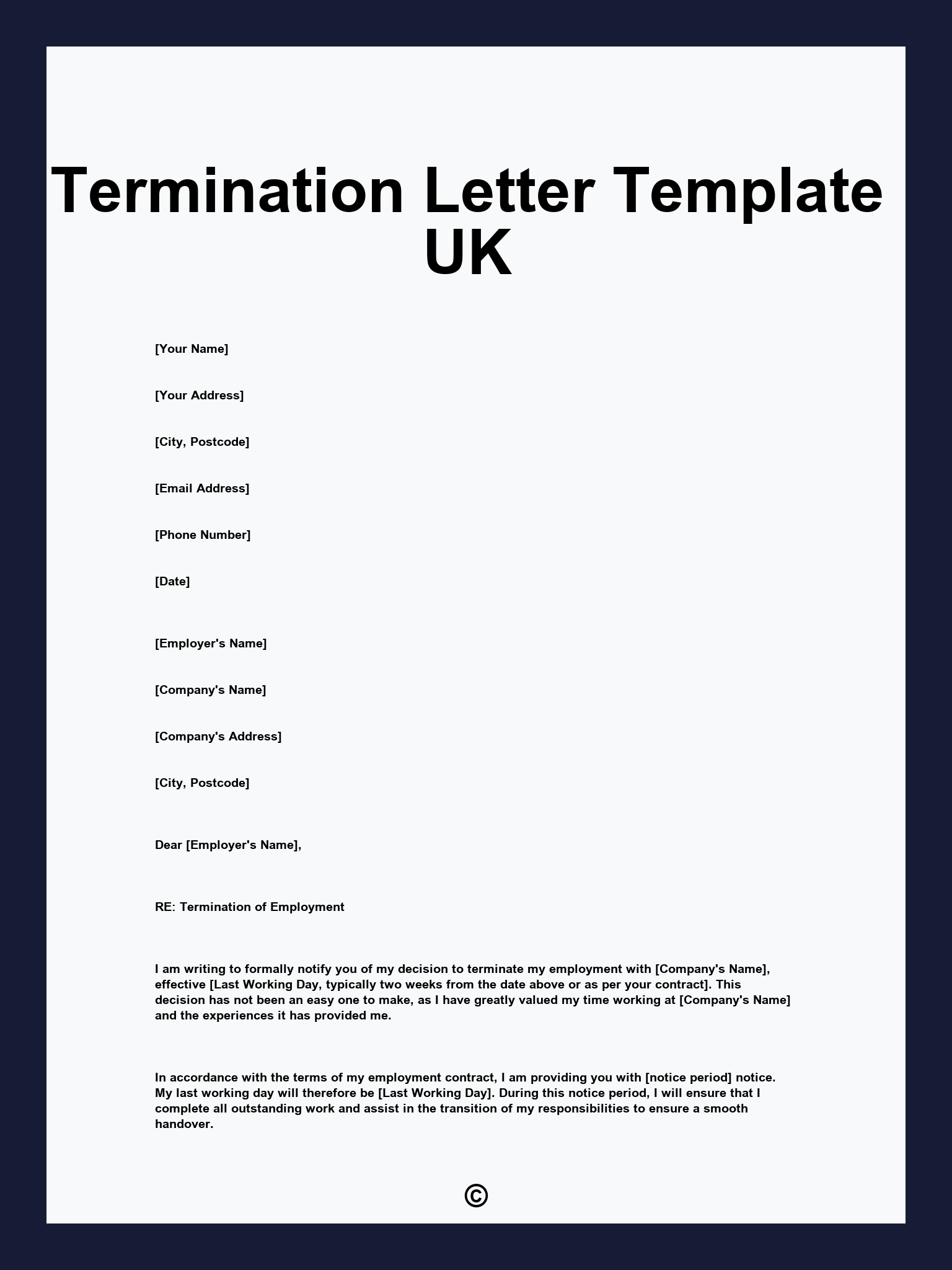 Termination Letter Template UK