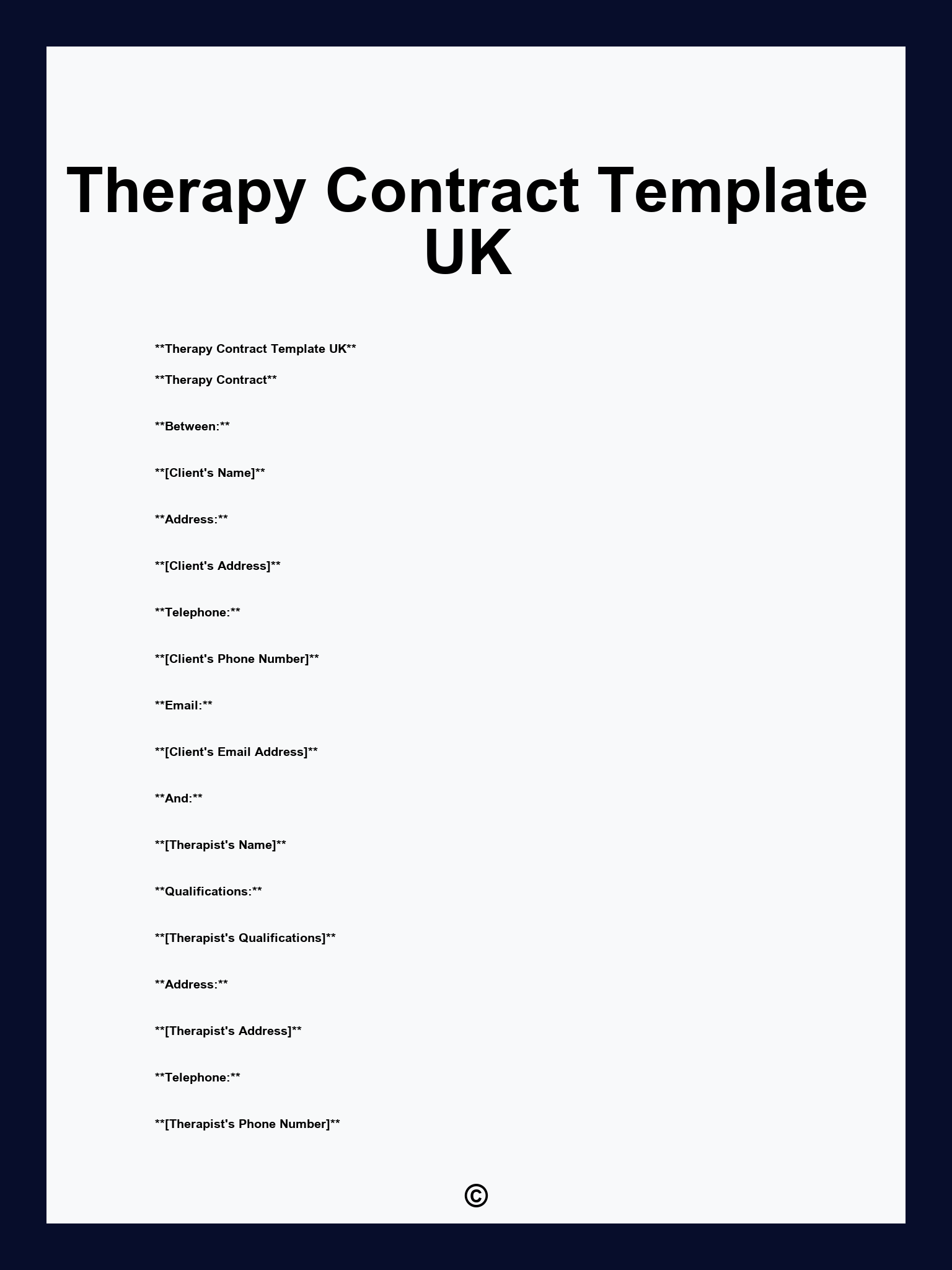Therapy Contract Template UK